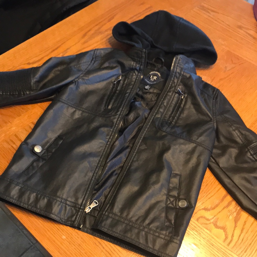 Black Urban Republic Faux leather jacket with hood